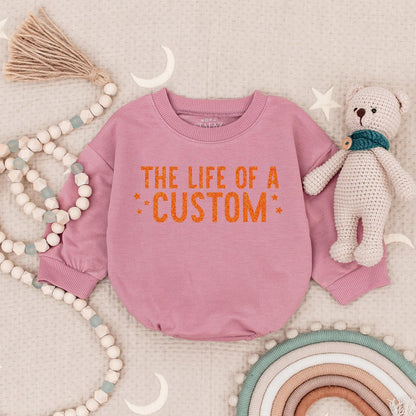 The Life of a Custom Baby Bubble Romper Cute Orange Glitter Text Personalized Infant Bodysuit Shower Gift Name Outfit