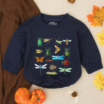 Vintage Insect Garden Baby Romper Retro Bug Print Outfit Nature Lover Toddler Clothes Beetle Caterpillar Dragonfly Cotton Outfit Outdoorsy Neutral Gift (139 chars)
