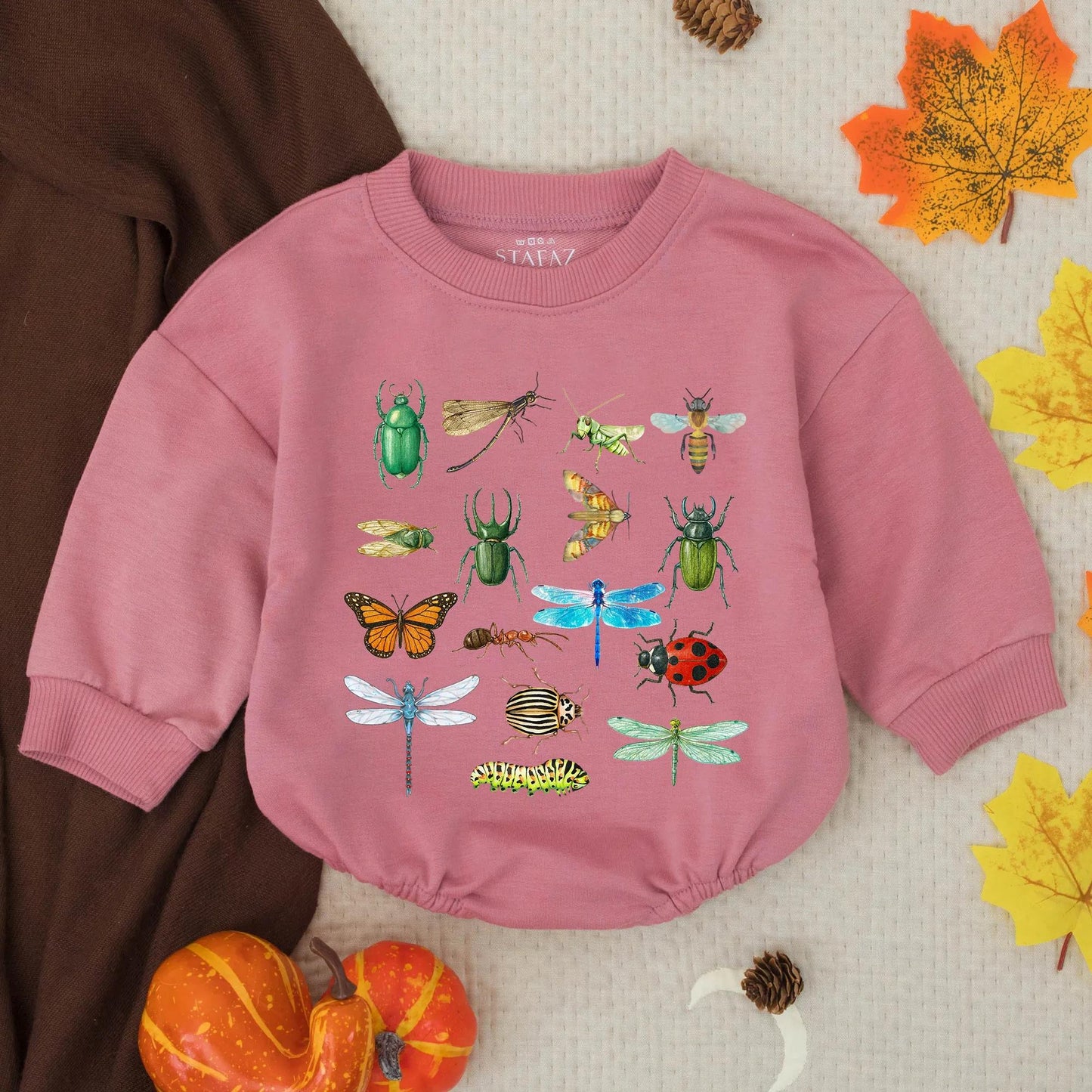 Vintage Insect Garden Baby Romper Retro Bug Print Outfit Nature Lover Toddler Clothes Beetle Caterpillar Dragonfly Cotton Outfit Outdoorsy Neutral Gift (139 chars)