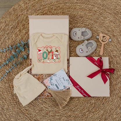 Sofia Christmas Baby Bodysuit Cute Holiday Name Outfit with Reindeer Antlers Snowman and Candy Cane Letters for Newborns