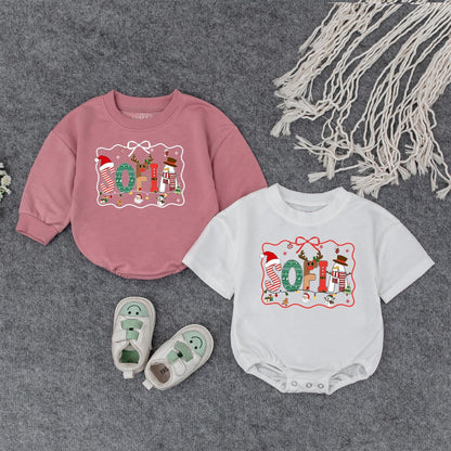 Personalized Sofia's First Christmas Outfit, Custom Name Holiday Baby Sweatshirt Romper, Festive Xmas Letters, Cute Infant Gift, Winter Fun (136 chars)