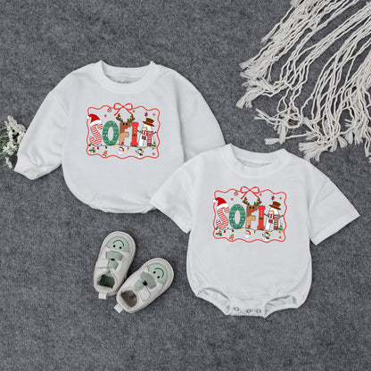 Personalized Sofia's First Christmas Outfit, Custom Name Holiday Baby Sweatshirt Romper, Festive Xmas Letters, Cute Infant Gift, Winter Fun (136 chars)