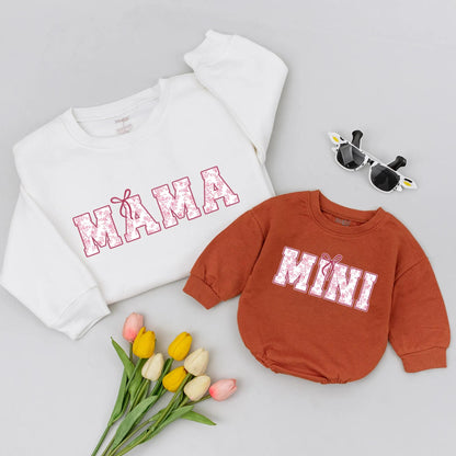 Matching Mama & Mini Pink Chinoiserie Bow Floral Shirts Cute Mother's Day Mom Daughter Outfits Comfortable Cotton Soft Gift for Her