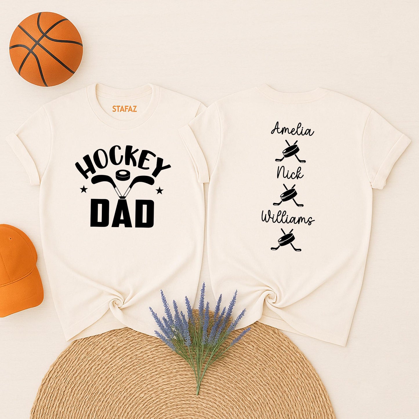 Personalized Hockey Dad Shirt with Kids Names on Back, Custom Hockey Family T-Shirt, Gift for Hockey Player Father, Team Spirit Apparel, Hockey Lover 