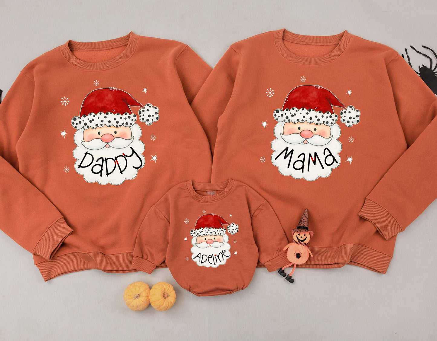 Retro Santa Family Matching Christmas Sweatshirts, Vintage Holiday Crewneck Outfits, Cute Xmas Gift Shirts, Youth Sweaters, Merry Christmas Vibes