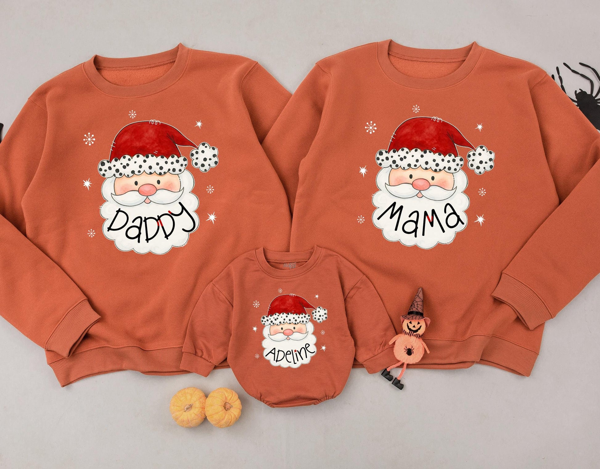 Retro Santa Family Matching Christmas Sweatshirts, Vintage Holiday Crewneck Outfits, Cute Xmas Gift Shirts, Youth Sweaters, Merry Christmas Vibes