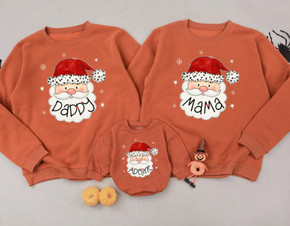 Retro Santa Family Matching Christmas Sweatshirts, Vintage Holiday Crewneck Outfits, Cute Xmas Gift Shirts, Youth Sweaters, Merry Christmas Vibes