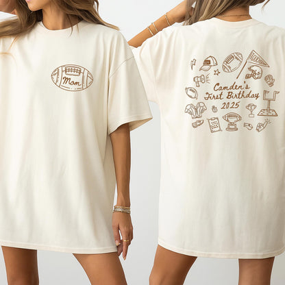 Rookie of the Year First Birthday Football Family Shirts, Camden's 2025 Milestone Tee, Custom Game Day Outfit, Matching Graphic Print Sports Theme (139 chars)