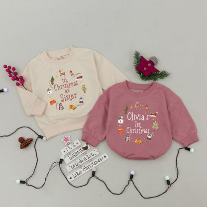 Matching Family Christmas Sweatshirt: First Xmas as Mom & Dad, 1st Christmas for Baby, Custom Family Xmas Gifts