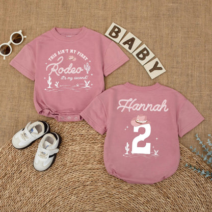 Personalized Second Rodeo Birthday Girl Shirt, Two Wild Cowgirl Party Outfit, Custom Name Hannah, Pink Western Theme, 2nd Birthday Gift, Cactus Design