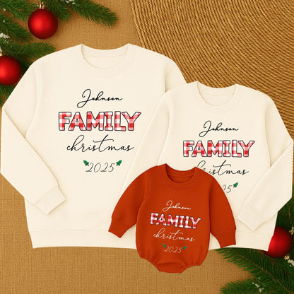 Johnson Family Christmas 2025 Sweatshirt Red Plaid Trees Making Memories Together Matching Outfit Mama Baby