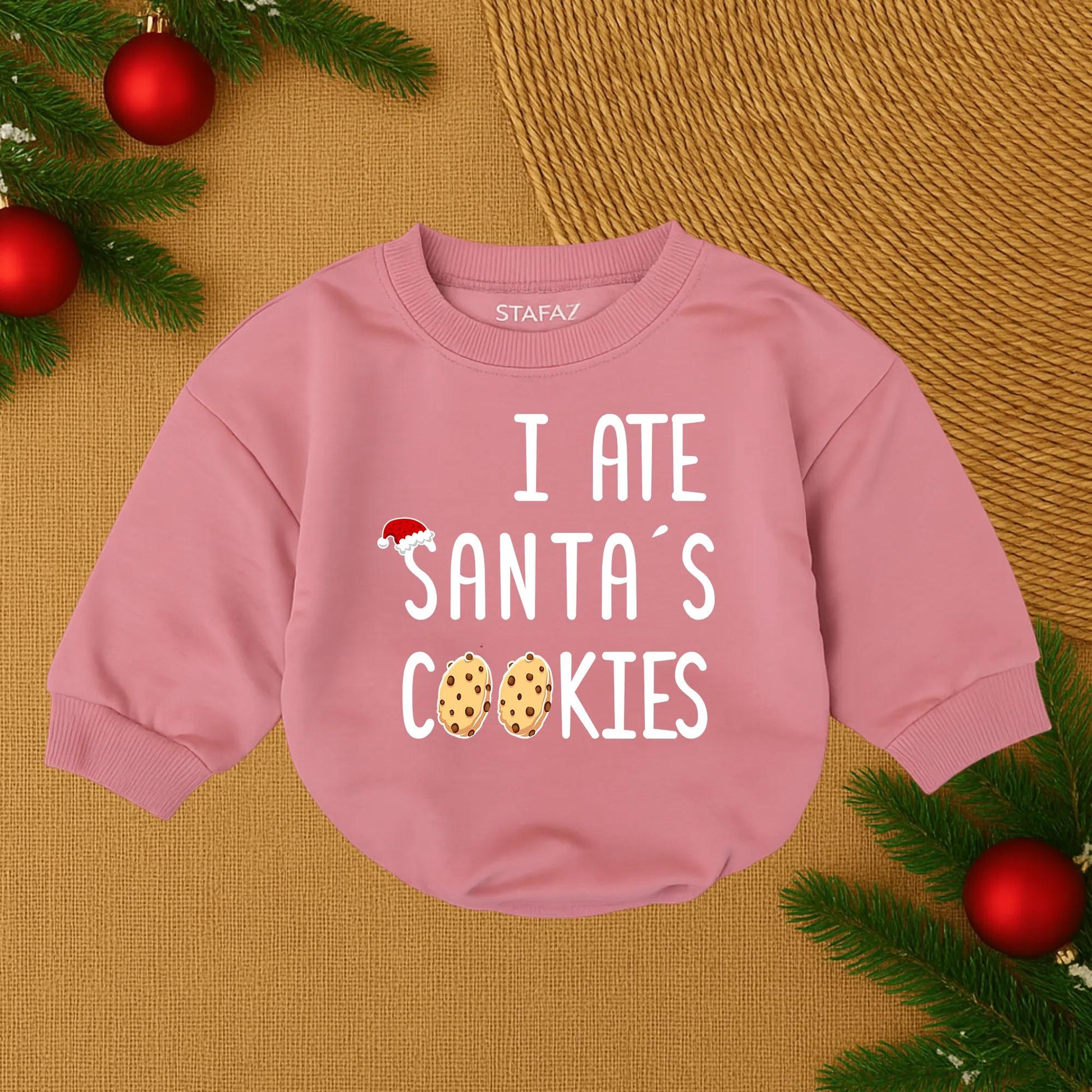 Festive 'I Ate Santa's Cookies' Baby Bubble Romper Christmas Infant Bodysuit Funny Holiday Outfit Cute Red Orange Santa Cookie Design Gift