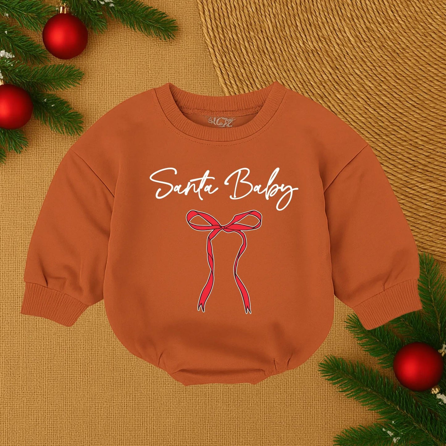 Santa Baby Red Cursive Christmas Romper Baby Girl Infant Outfit with Ribbon for First Holiday Celebration Newborn Toddler Cozy Gift