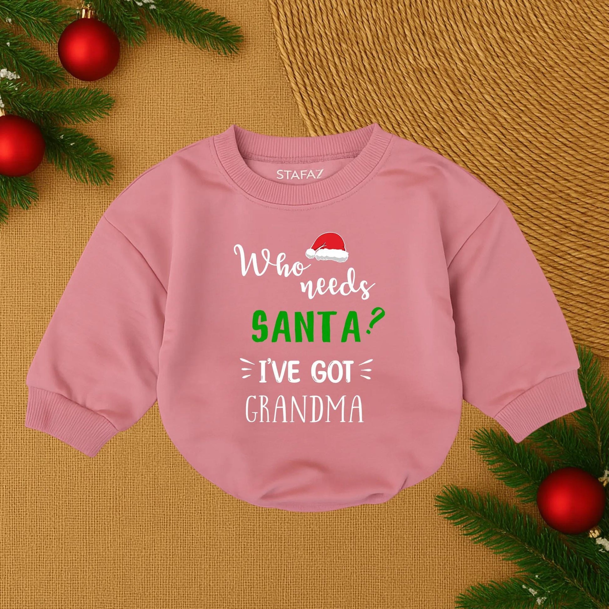 Who Needs Santa? I've Got Grandma Baby Romper Christmas Outfit Funny Red & Black Design Newborn Bodysuit Holiday Gift