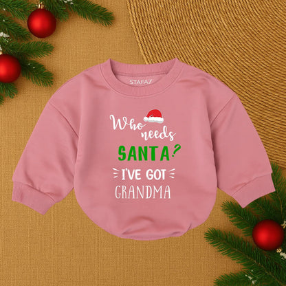 Who Needs Santa? I've Got Grandma Baby Romper Christmas Outfit Funny Red & Black Design Newborn Bodysuit Holiday Gift