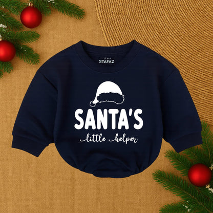 Santa's Little Helper Bubble Romper Baby Christmas Outfit Festive Red Infant Bodysuit Cute First Holiday Sleeper Pajamas Cozy Shower Gift