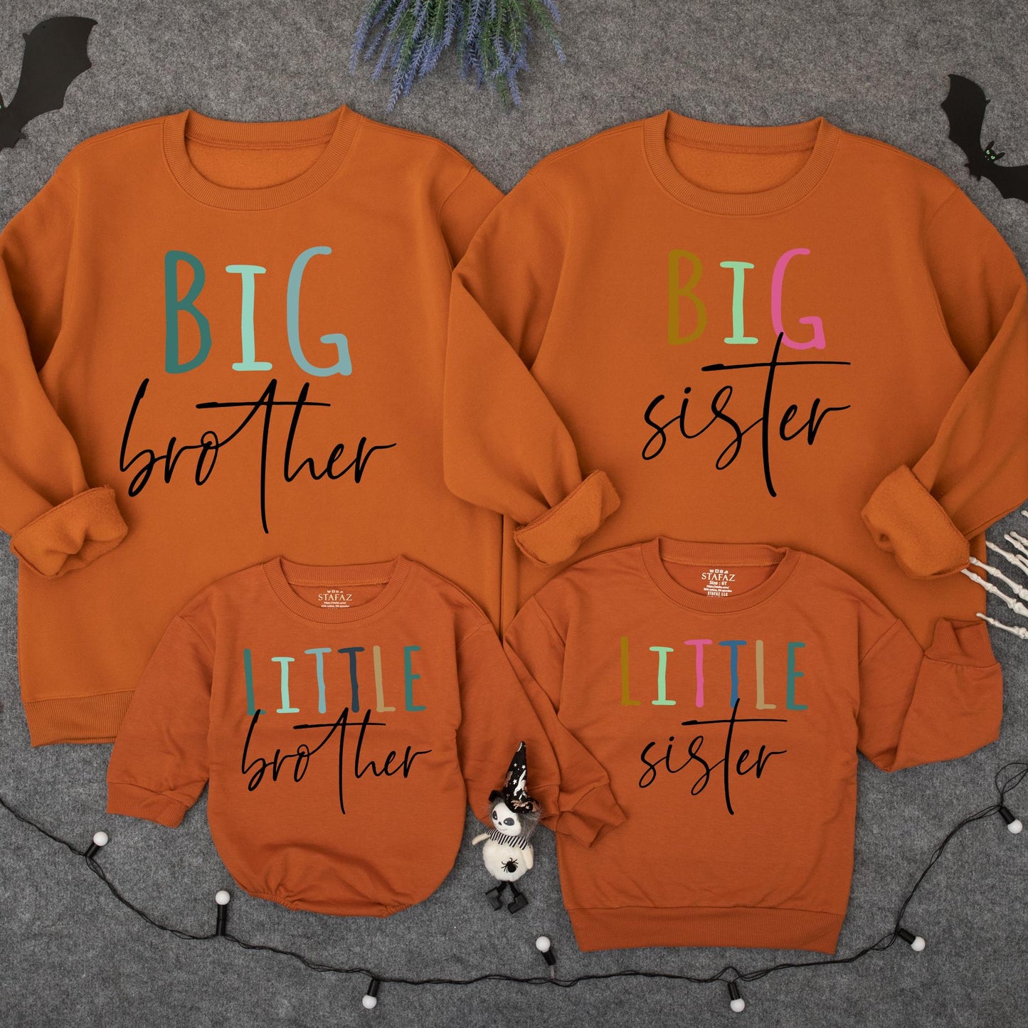 Matching Big Brother/Sister, Little Brother/Sister Outfits - Playful Sibling Sets with Blocky & Cursive Designs - Baby, Toddler & Kid Clothes