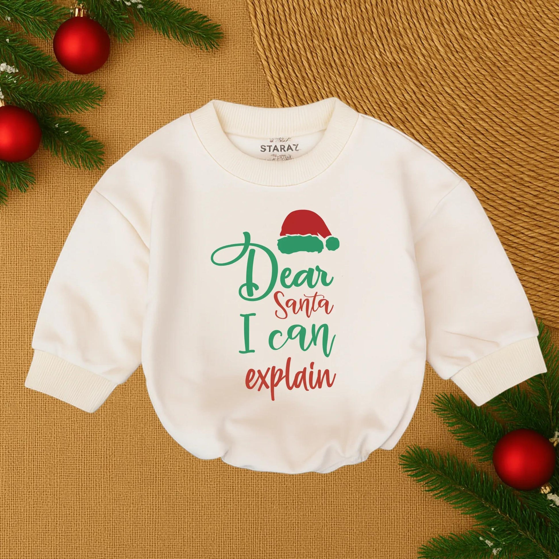 Dear Santa I Can Explain Funny Personalized Christmas Bubble Romper Baby Infant Boy Girl My First Holiday Outfit Soft Cotton Newborn Gift