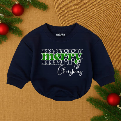 Merry Christmas Bubble Romper for Baby Girl, Festive Red & Black Design with Script 'Christmas', First Christmas Outfit, Santa Baby Romper