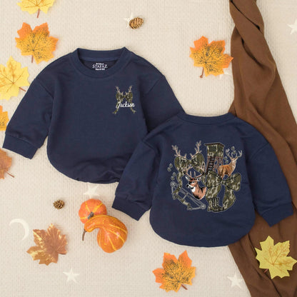 Jackson's Custom Hunting Buddy Camo Baby Romper Woodland Deer Antler Bow Infant Outfit Toddler Outdoor Shower Gift for Boys