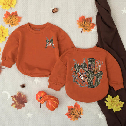 Jackson's Custom Hunting Buddy Camo Baby Romper Woodland Deer Antler Bow Infant Outfit Toddler Outdoor Shower Gift for Boys