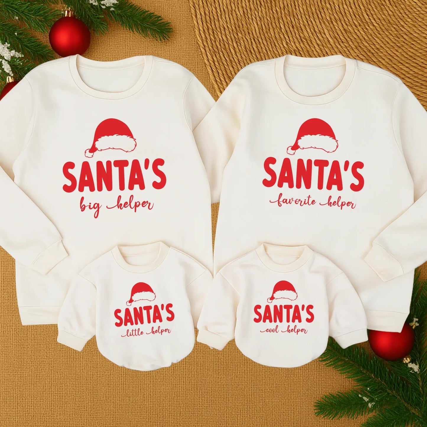 Santa's Big Helper Matching Family Christmas Sweatshirt, Mommy and Me Santa Hat Sweater, Festive Holiday Outfit, Winter Family Christmas, Red Santa Design (140)