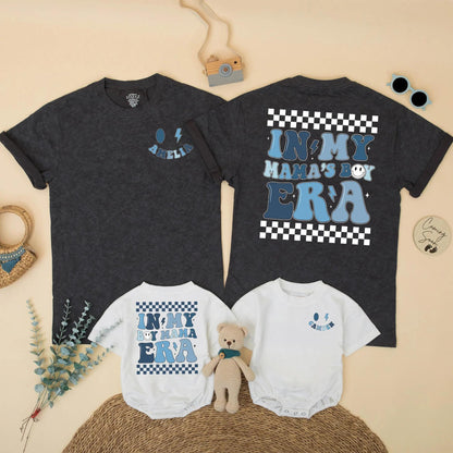In My Mama's Boy Era Matching Shirts Blue Checkered Mommy and Son Outfit Modern Playful New Mom Gift for Baby Boy Comfortable Cotton