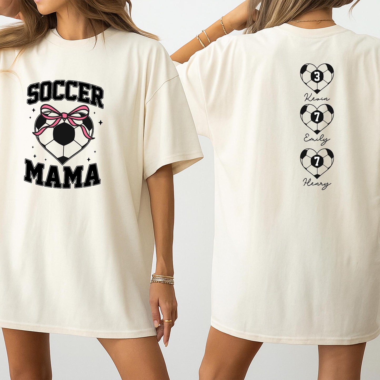 Personalized Soccer Mom Shirt with Kids' Names, Game Day Apparel, Soft Cotton Tee for Proud Team Spirit Supporter Gift Idea