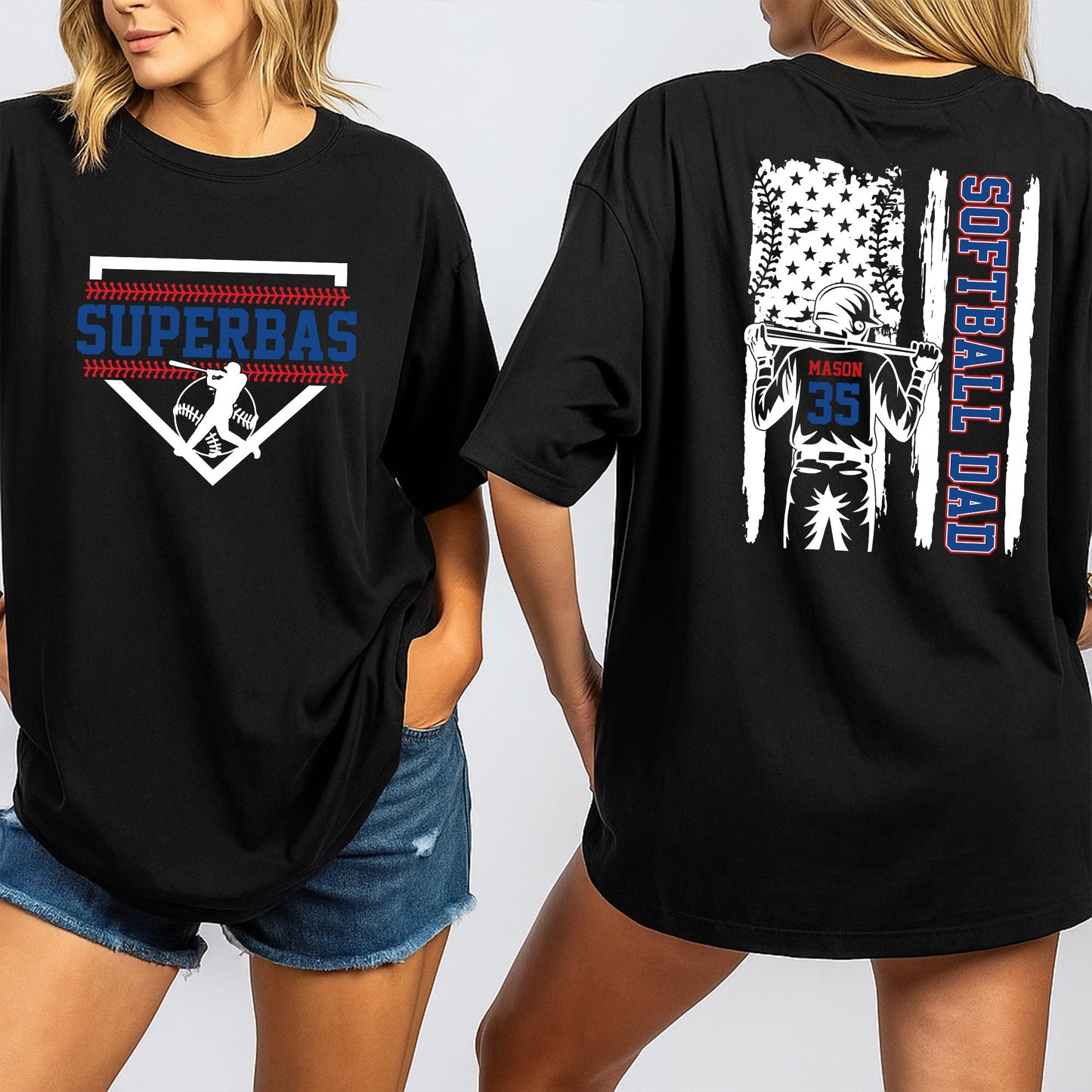 Personalized Name Number Player Softball Mom T-Shirt Game Day Tee Team Spirit Fan Outfit Proud Sports Lover Gift for Softball Season