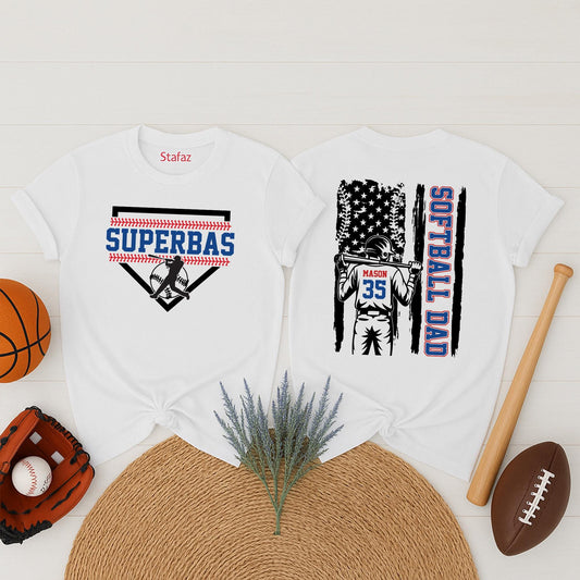 Personalized Name Number Player Softball Mom T-Shirt Game Day Tee Team Spirit Fan Outfit Proud Sports Lover Gift for Softball Season