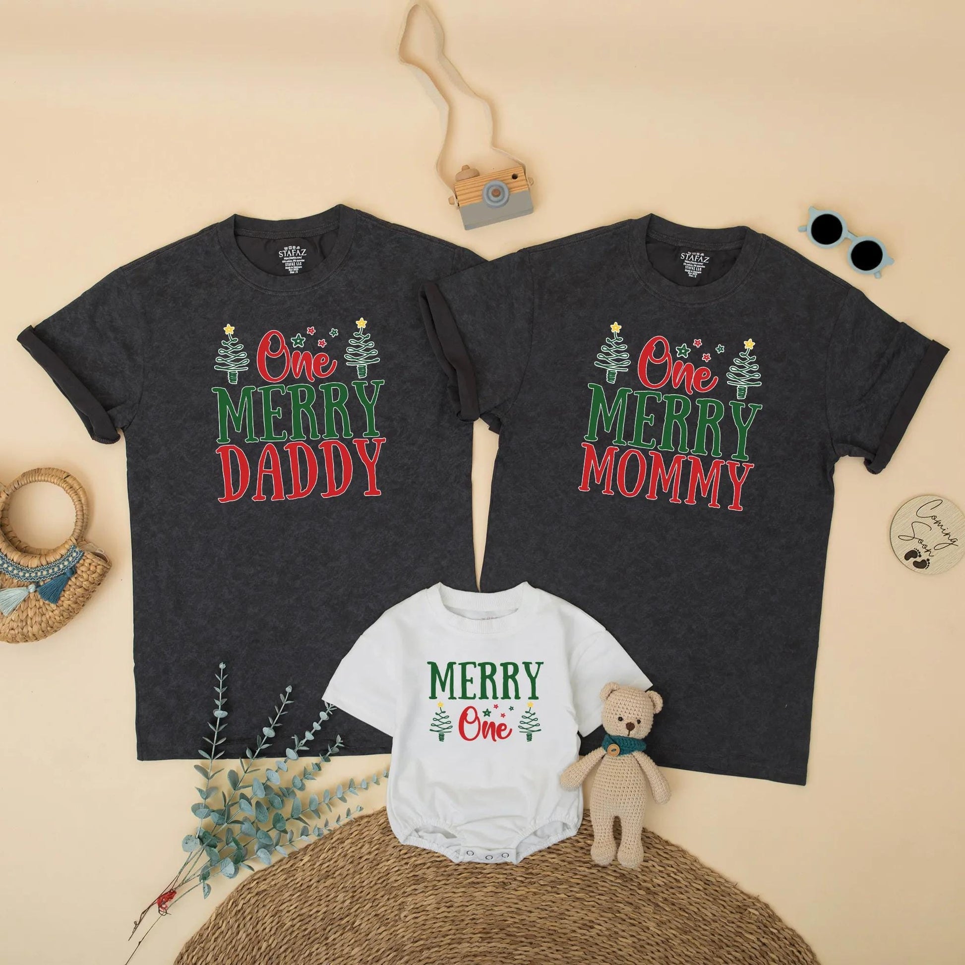 Merry Christmas Birthday Family Matching Shirt for Winter 1st Birthday Party Xmas Photo Gift Outfit