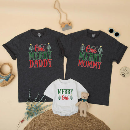 Merry Christmas Birthday Family Matching Shirt for Winter 1st Birthday Party Xmas Photo Gift Outfit