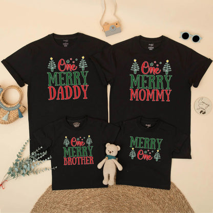 Merry Christmas Birthday Family Matching Shirt for Winter 1st Birthday Party Xmas Photo Gift Outfit