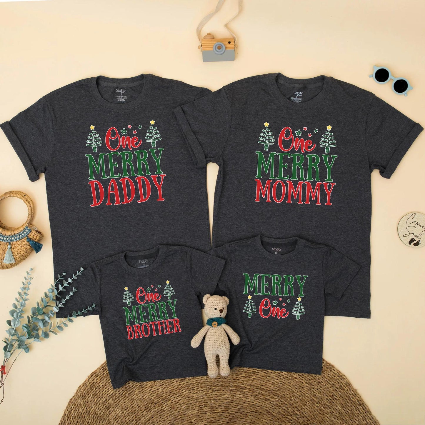 Merry Christmas Birthday Family Matching Shirt for Winter 1st Birthday Party Xmas Photo Gift Outfit