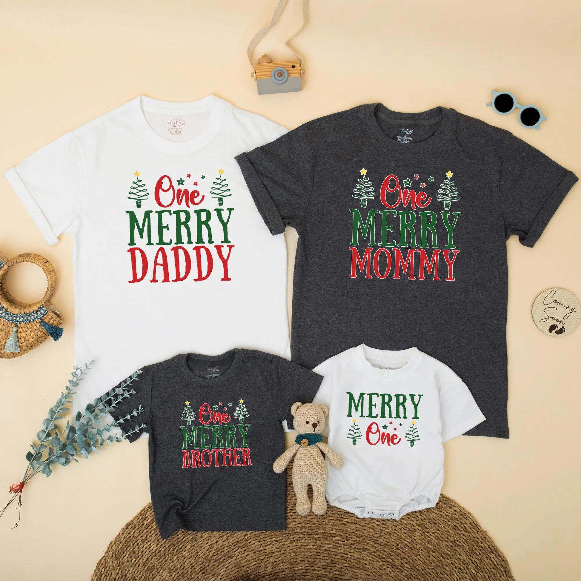 Merry Christmas Birthday Family Matching Shirt for Winter 1st Birthday Party Xmas Photo Gift Outfit