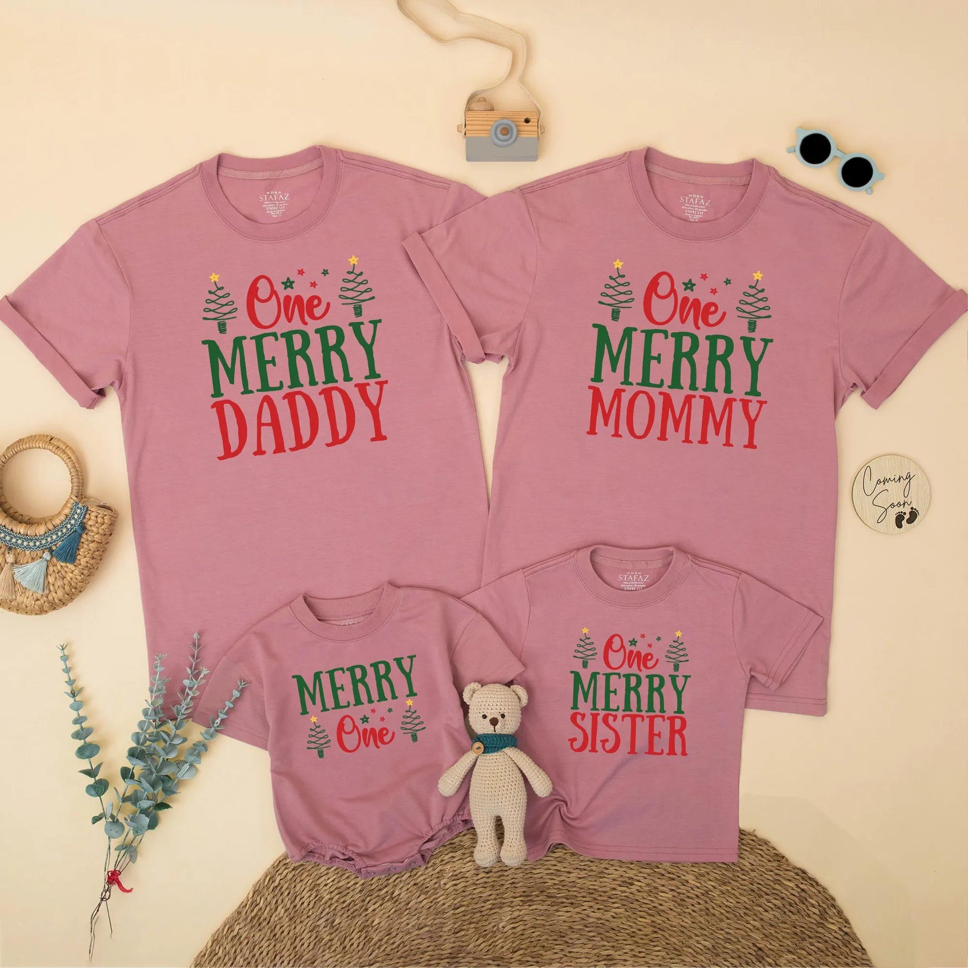 Merry Christmas Birthday Family Matching Shirt for Winter 1st Birthday Party Xmas Photo Gift Outfit