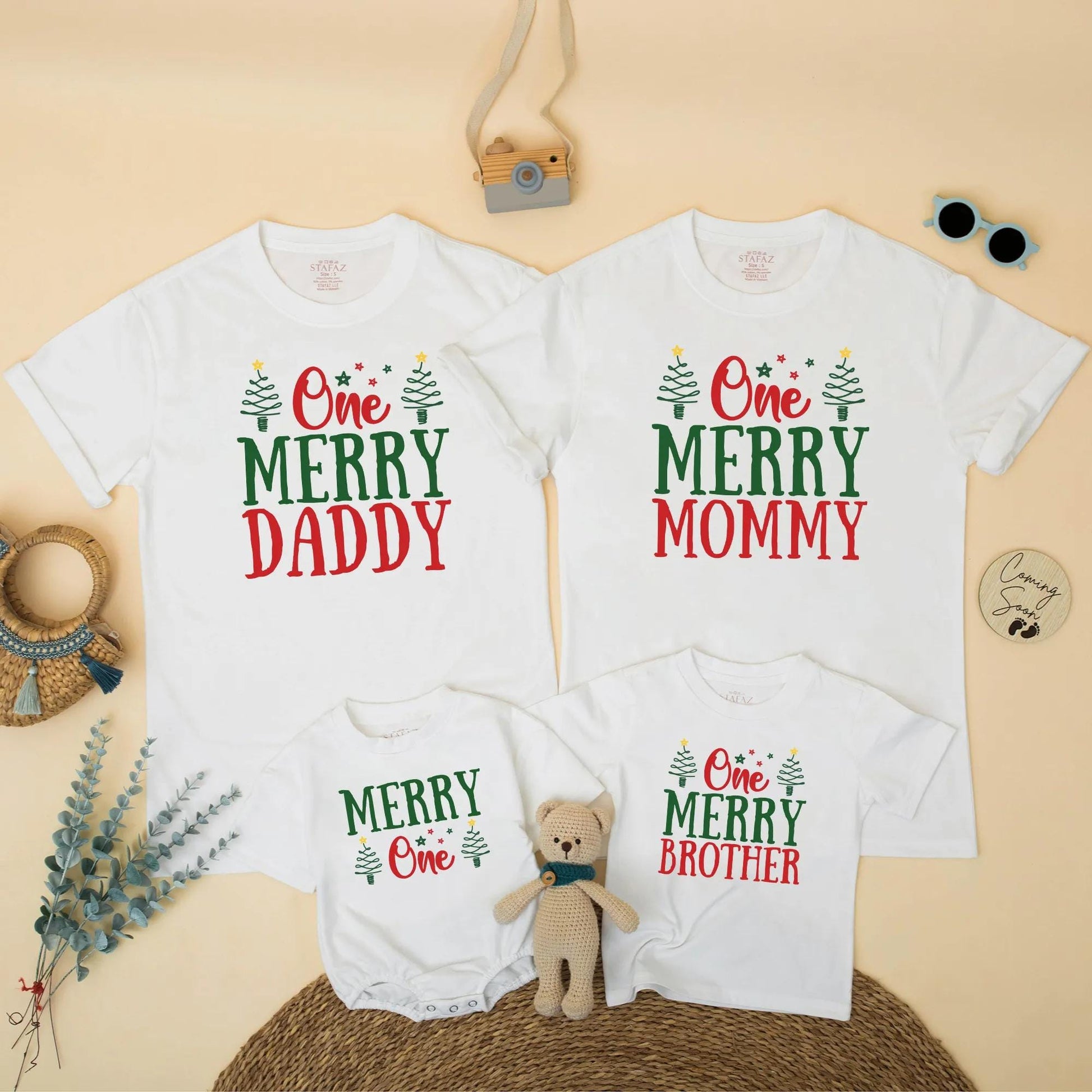Merry Christmas Birthday Family Matching Shirt for Winter 1st Birthday Party Xmas Photo Gift Outfit