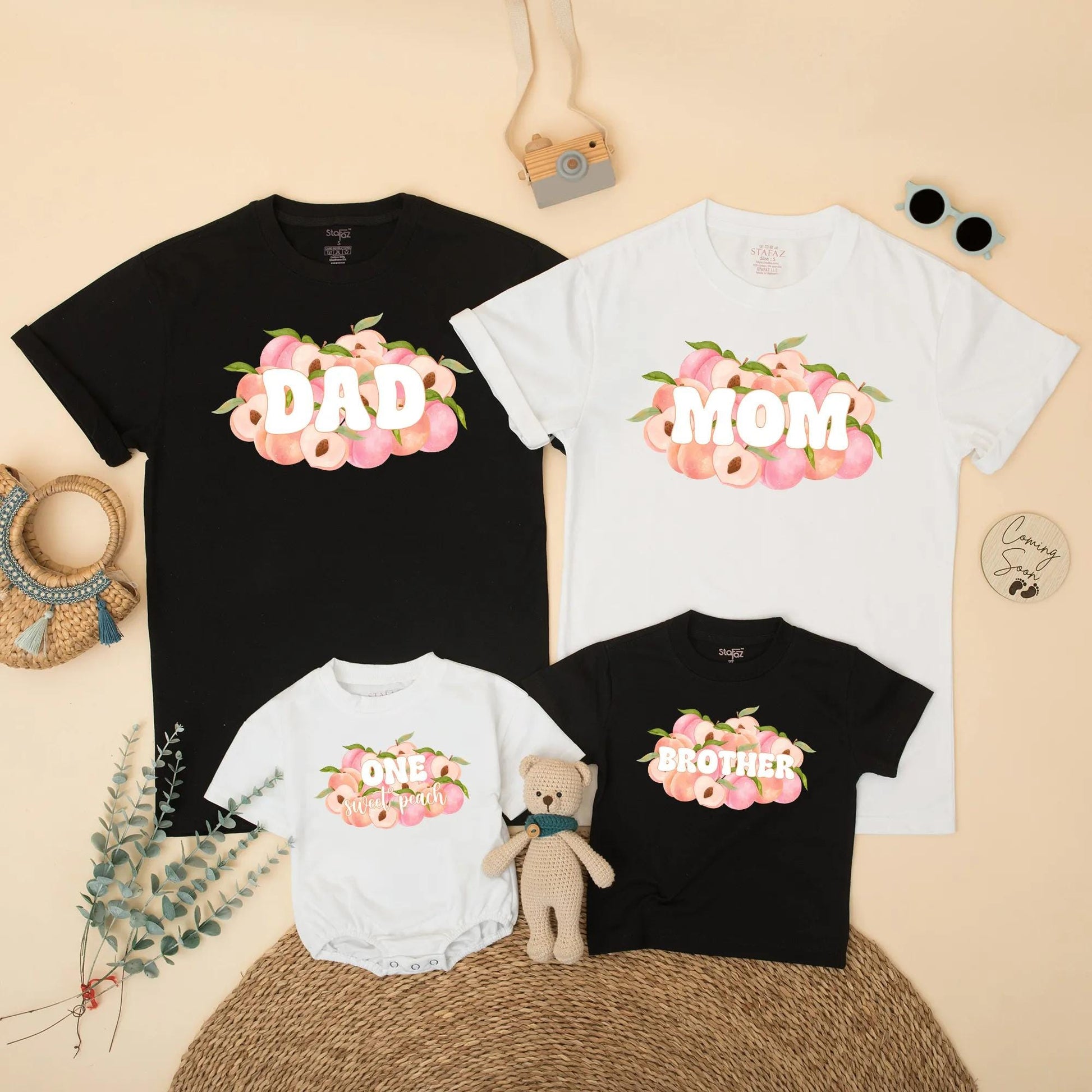 One Sweet Peach Birthday Family Matching Shirt Romper Mom Dad First Birthday Girl Outfit Peach Theme Toddler