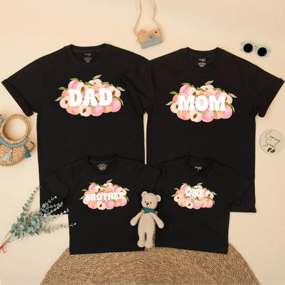One Sweet Peach Birthday Family Matching Shirt Romper Mom Dad First Birthday Girl Outfit Peach Theme Toddler