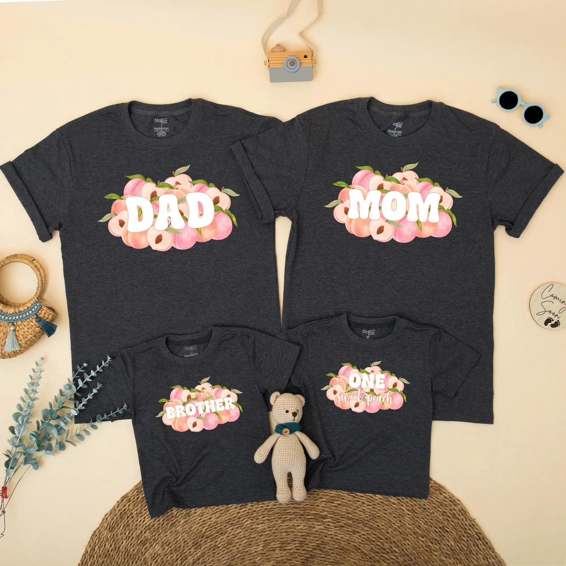 One Sweet Peach Birthday Family Matching Shirt Romper Mom Dad First Birthday Girl Outfit Peach Theme Toddler