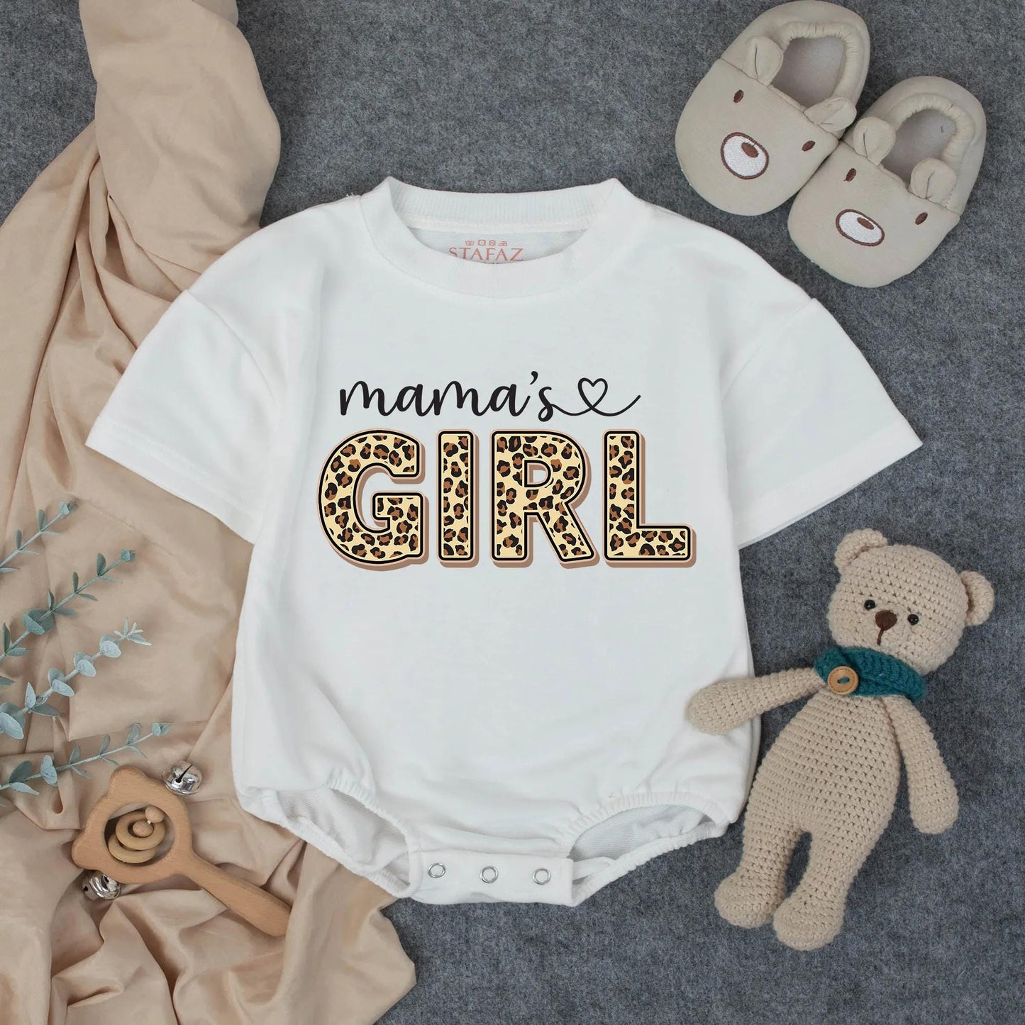 Mama's Girl Bubble Romper Mommy and Me Outfit Matching Family Clothes Baby Bodysuit Mother's Day Gift Cute Summer Baby Girl Clothes Soft Cotton Outfit