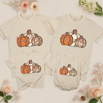 Leopard Pumpkin Family Matching Shirts: Fall Outfits for Mama, Mini, Dad & Brother, Thanksgiving T-Shirts, Cute Matching Fall Outfit Set (139 chars)
