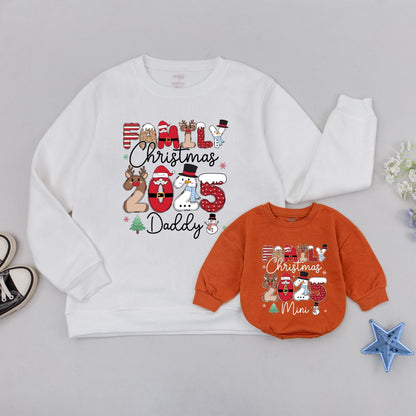 Personalized Family Christmas 2025 Matching Sweatshirts with Custom Names Fun Holiday Sweater Outfits Santa Snowman Letter Art
