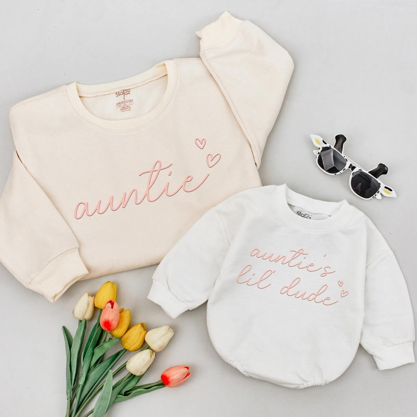 Auntie & Lil Dude Matching Sweatshirt Set, New Aunt Gift for Kids, Comfy Family Shirts, Aunt & Nephew Birthday Outfit, Best Auntie Present Idea