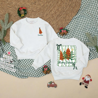 Personalized Preppy Christmas Tree Bubble Romper Custom Holiday Baby Outfit with Green Name Xmas Baby Clothes First Christmas Girl Gift