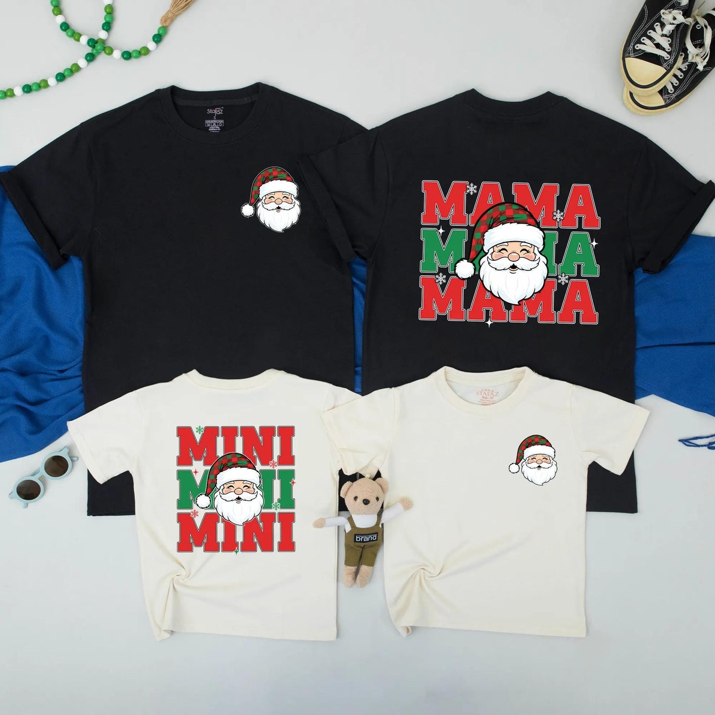Cute Santa Claus Mama & Mini Matching Christmas Shirts for Family Holiday Outfits