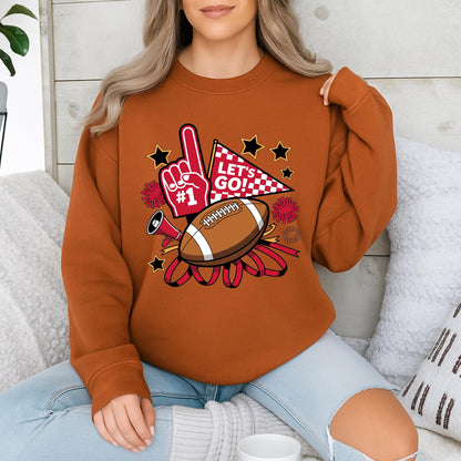 Game Day Cheer Sweatshirt: Football Mom Spirit Wear Outfit with Pom-Poms & Megaphone! Cute Cheerleader Gift for High School & College Game Nights! 