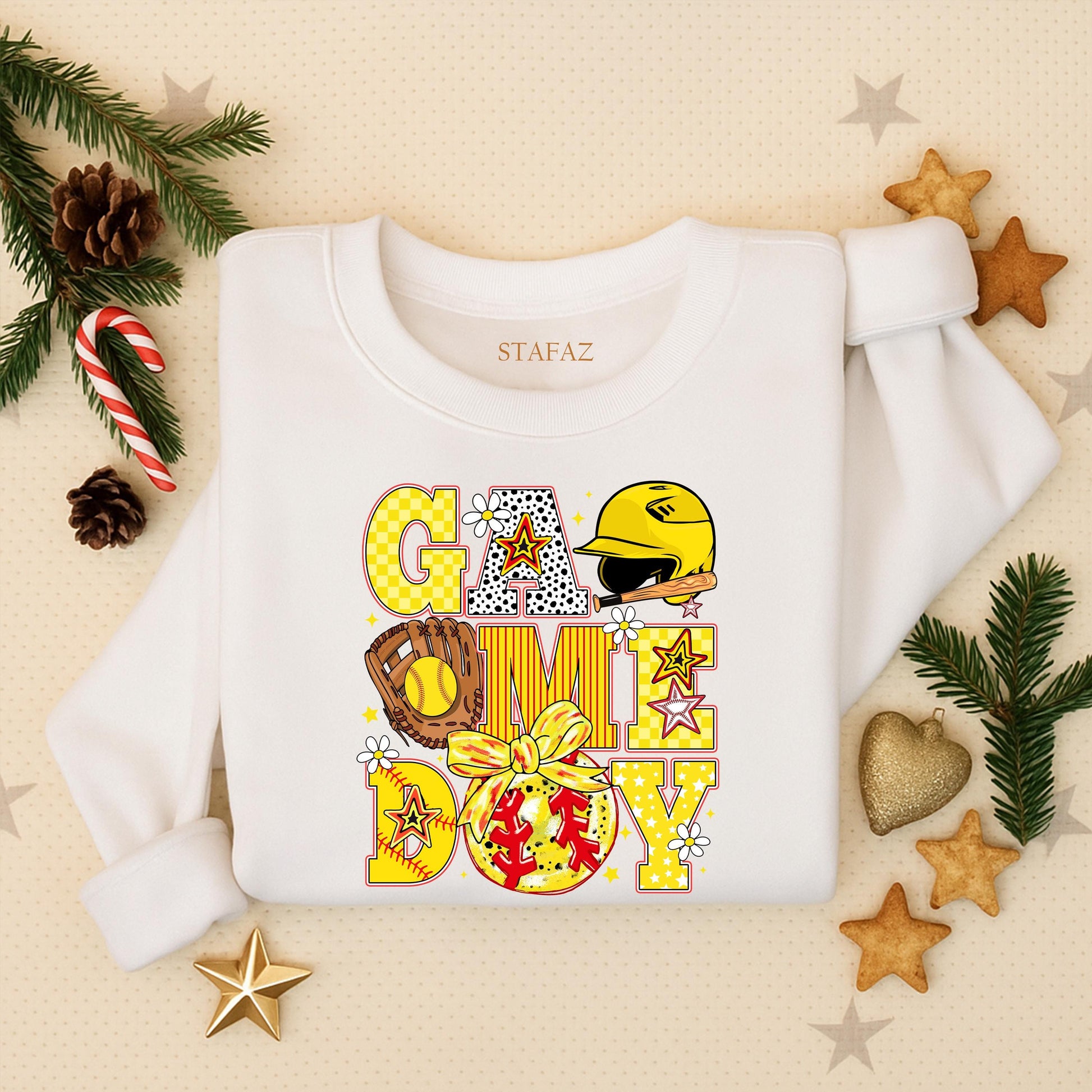 Retro Softball Game Day Sweatshirt Vintage Softball Spirit Wear Cute Softball Mom Pullover Team Game Day Outfit Softball Player Gift 130