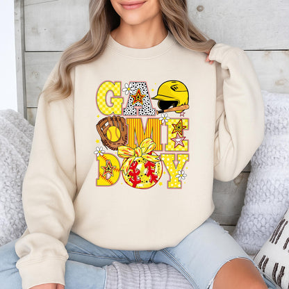 Retro Softball Game Day Sweatshirt Vintage Softball Spirit Wear Cute Softball Mom Pullover Team Game Day Outfit Softball Player Gift 130