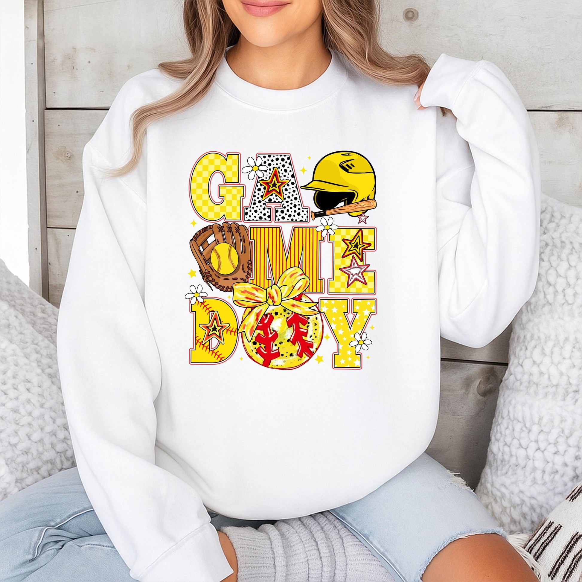 Retro Softball Game Day Sweatshirt Vintage Softball Spirit Wear Cute Softball Mom Pullover Team Game Day Outfit Softball Player Gift 130